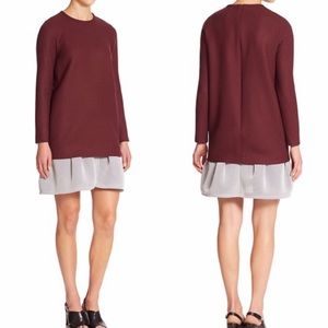 Mother Of Pearl Harrow Mesh Peplum Dress Burgundy Red